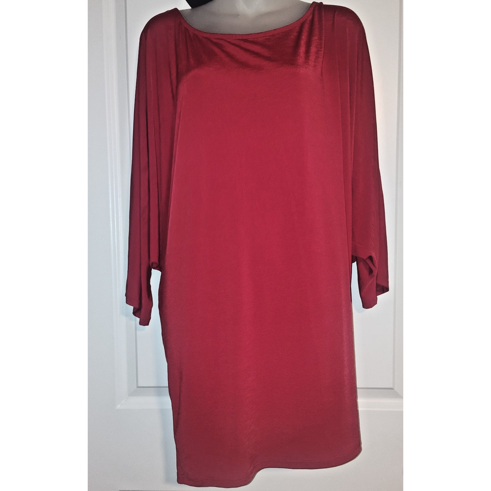 L&B Women’s Red Long Sleeve Round Neck Dress Size 3X Bag 3